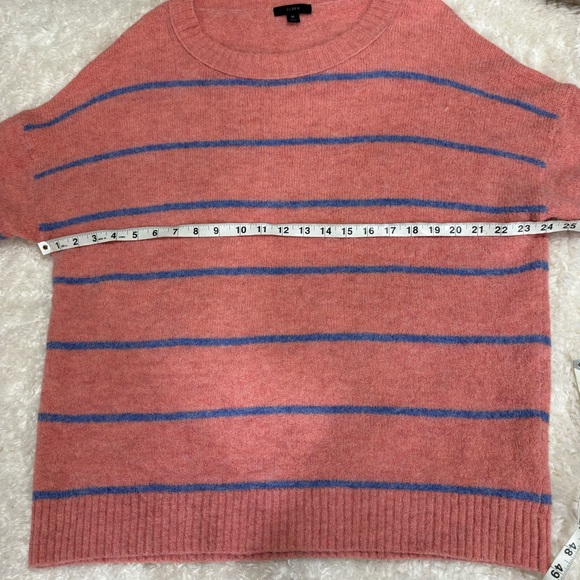 J Crew Alpaca Merino Wool Crewneck Stripe Pink/Blue sweater AK162 Sz Medium - Picture 4 of 11